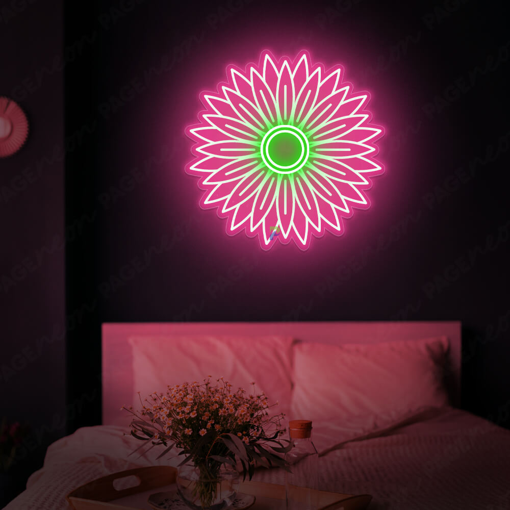 Flower Neon Sign Sunflower Neon Light DeepPink