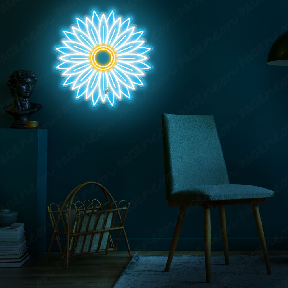 Flower Neon Sign Sunflower Neon Light LightBlue