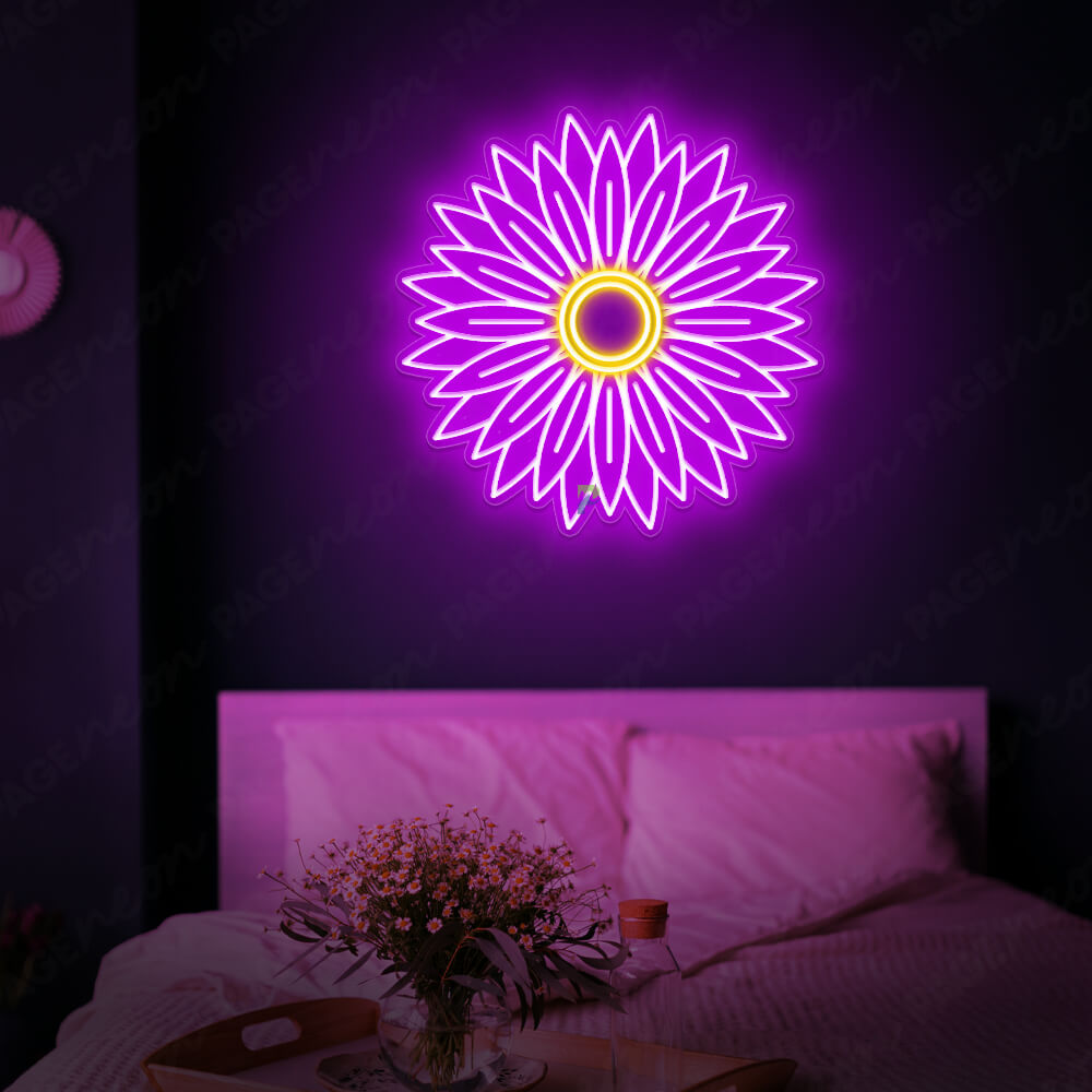 Flower Neon Sign Sunflower Neon Light Purple