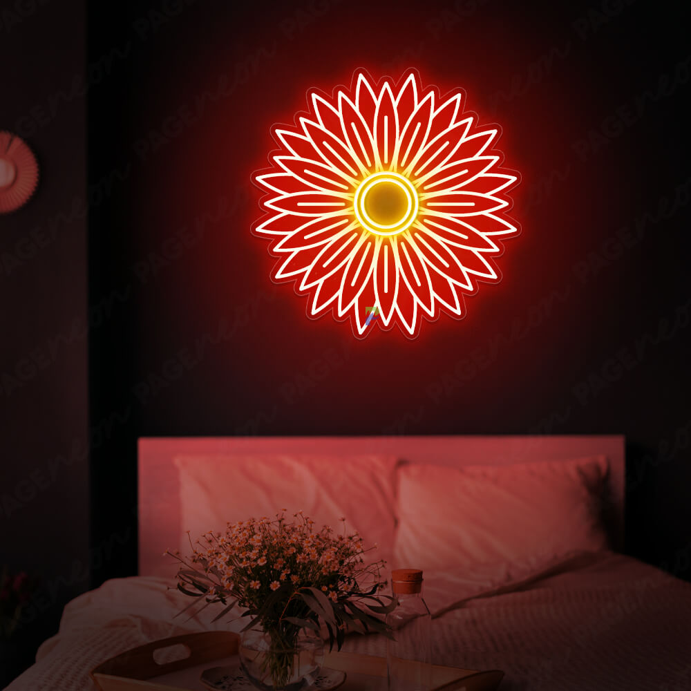 Flower Neon Sign Sunflower Neon Light Red