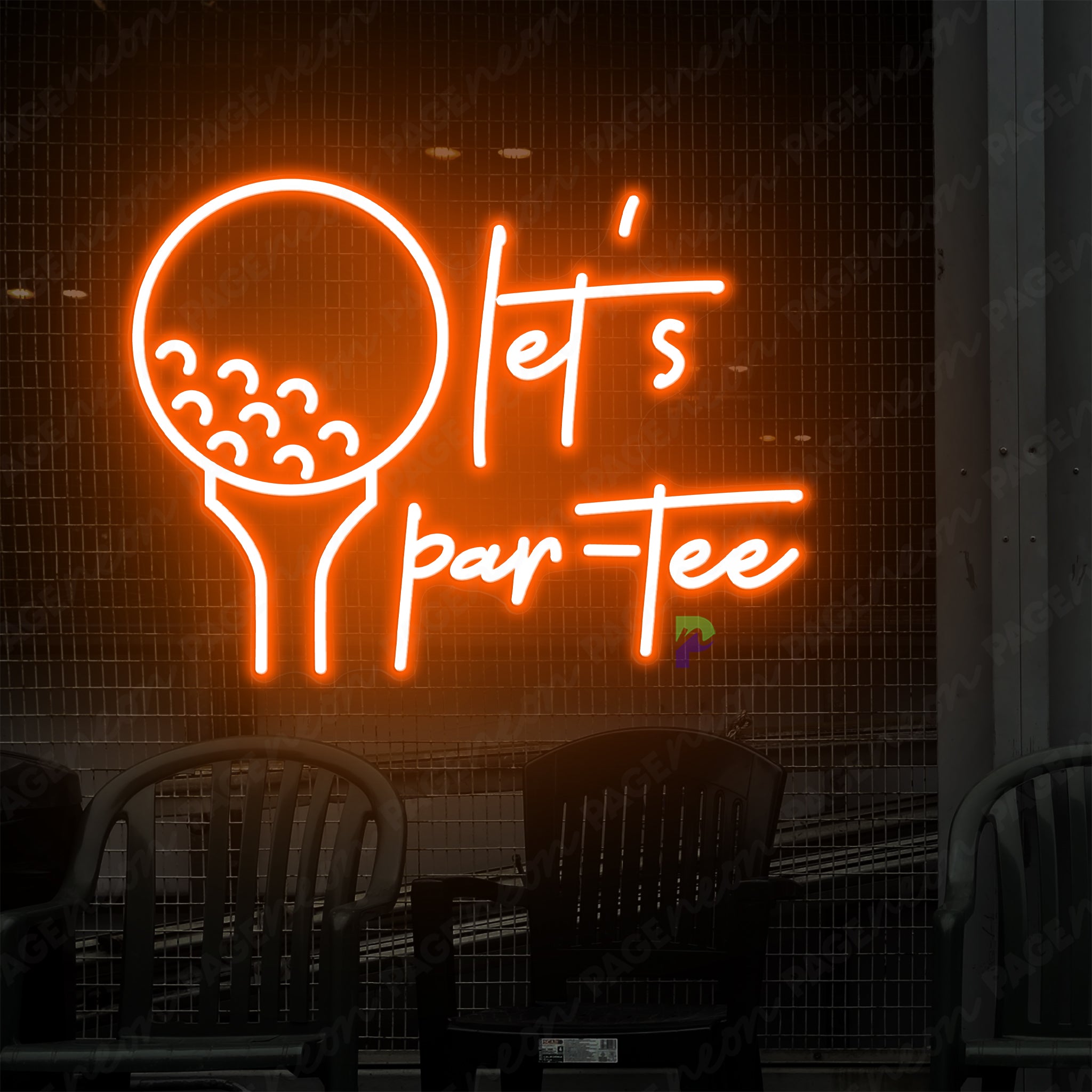 Golf Neon Sign Lets Par-Tee Led Light Orange