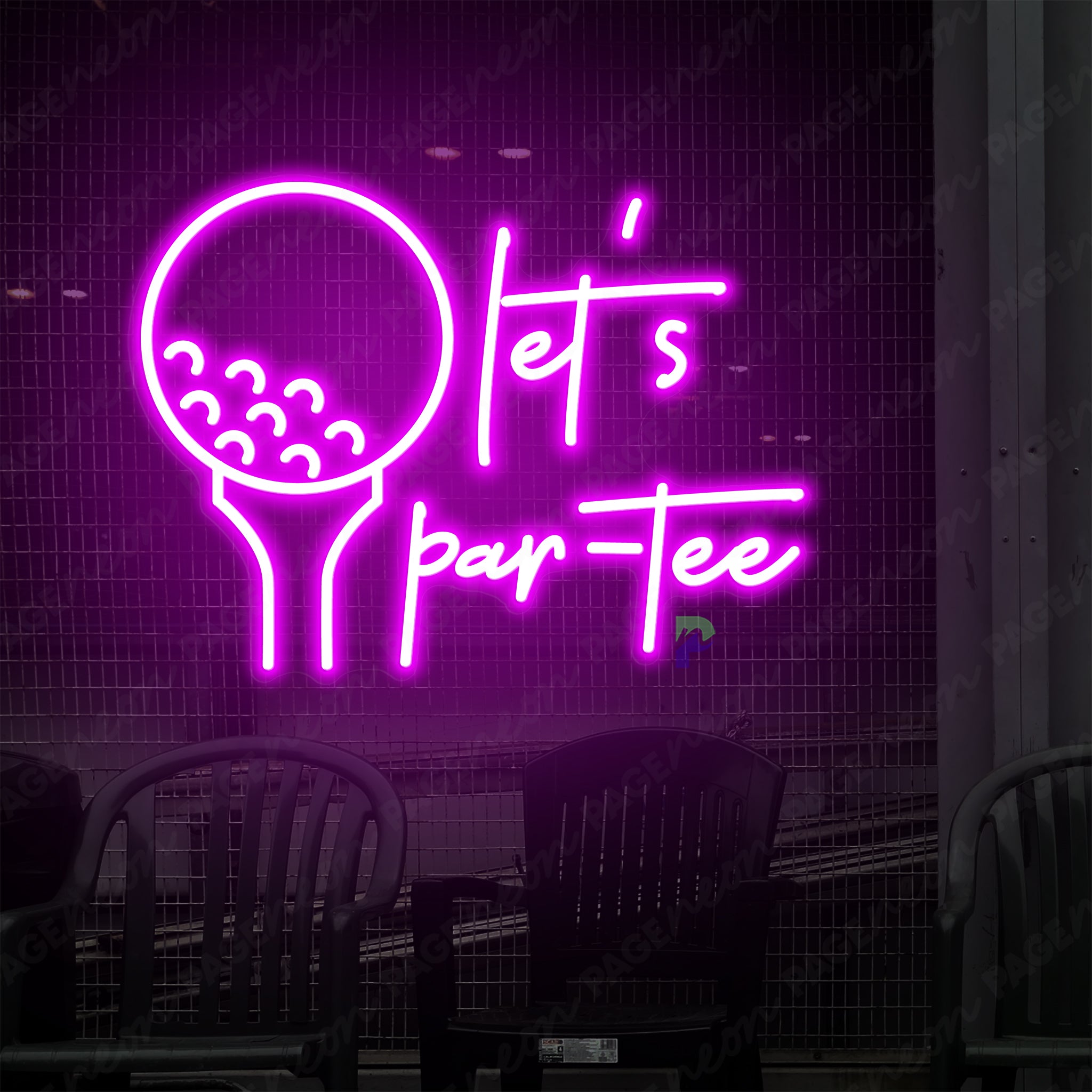 Golf Neon Sign Lets Par-Tee Led Light Purple