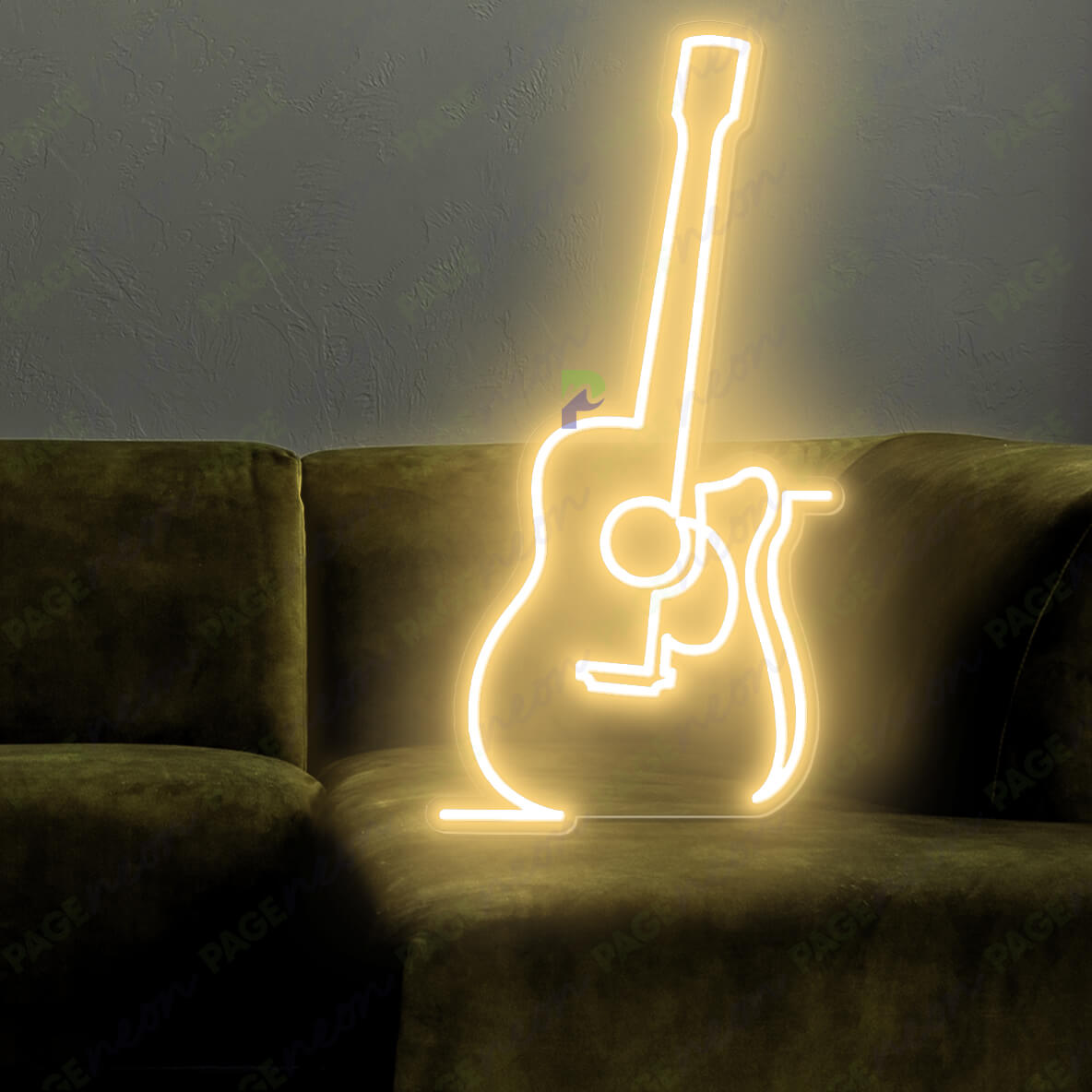 Guitar Neon Sign Music Neon Lights Gold Yellow
