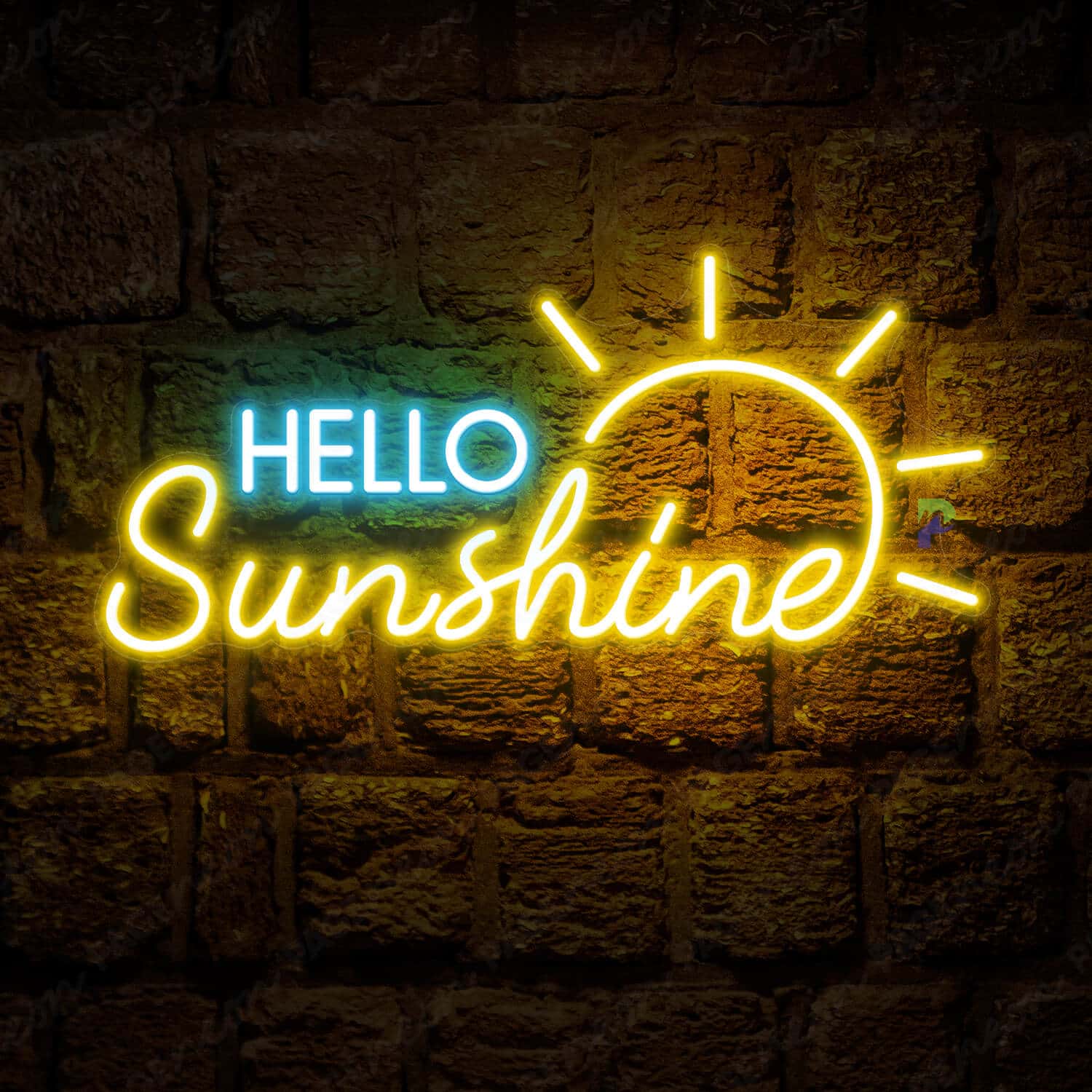 Hello Sunshine Neon Sign Yellow Neon Light LightBlue