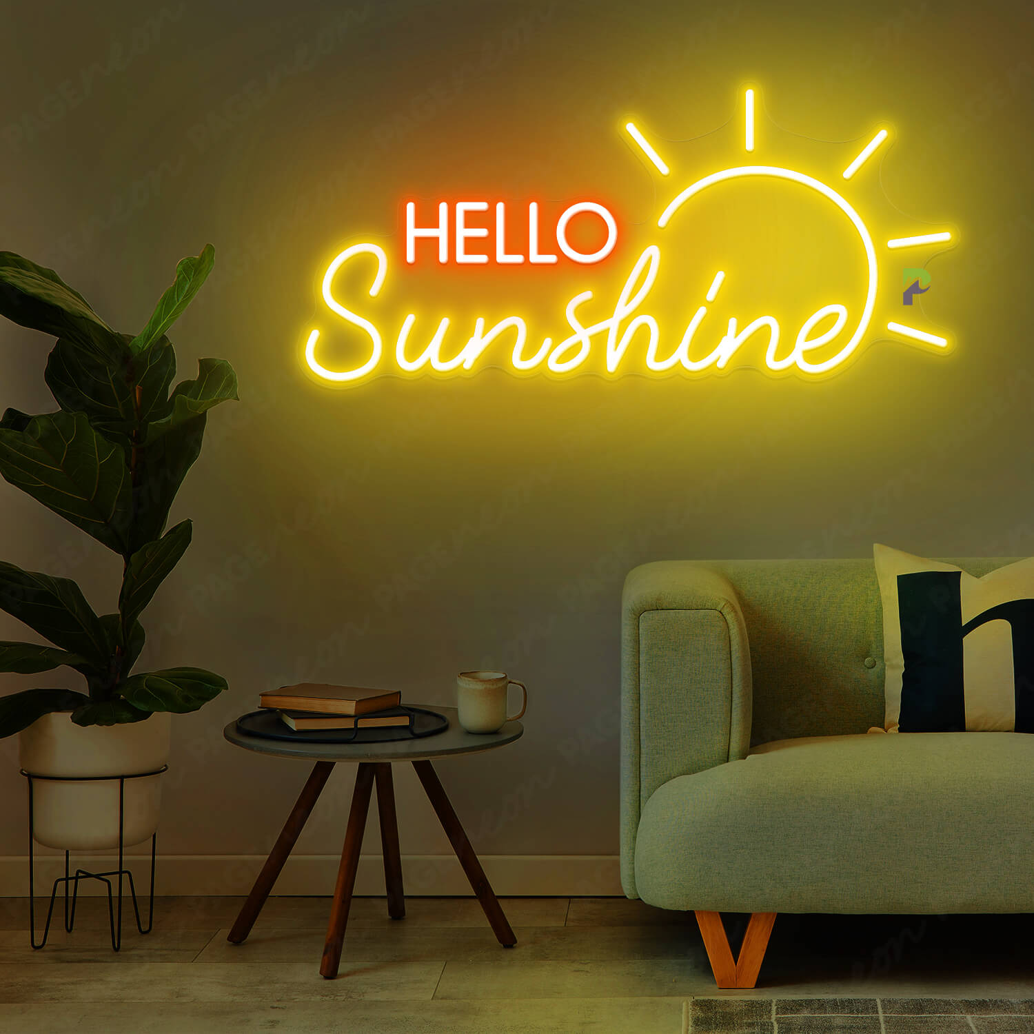 Hello Sunshine Neon Sign Yellow Neon Light Orange
