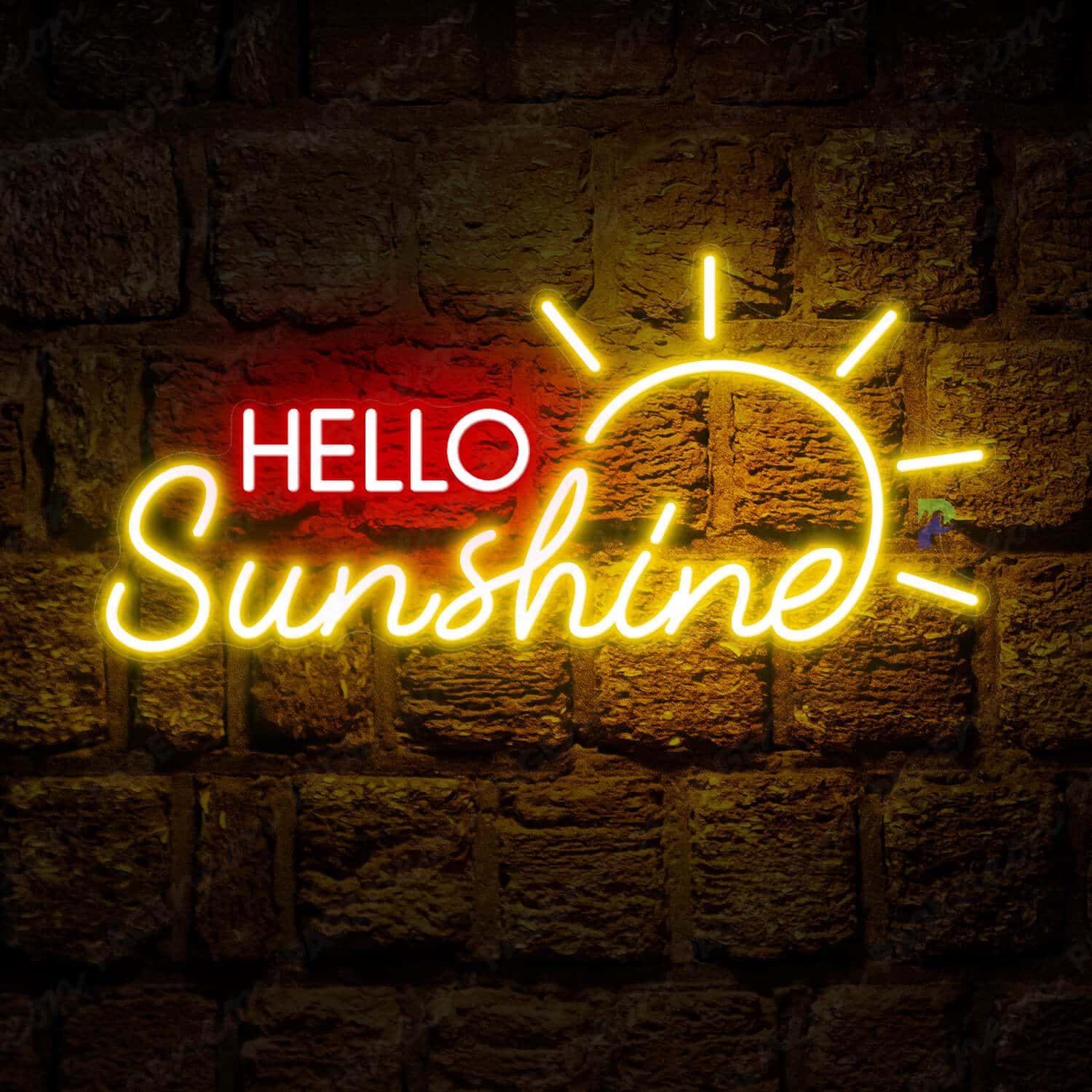 Hello Sunshine Neon Sign Yellow Neon Light Red
