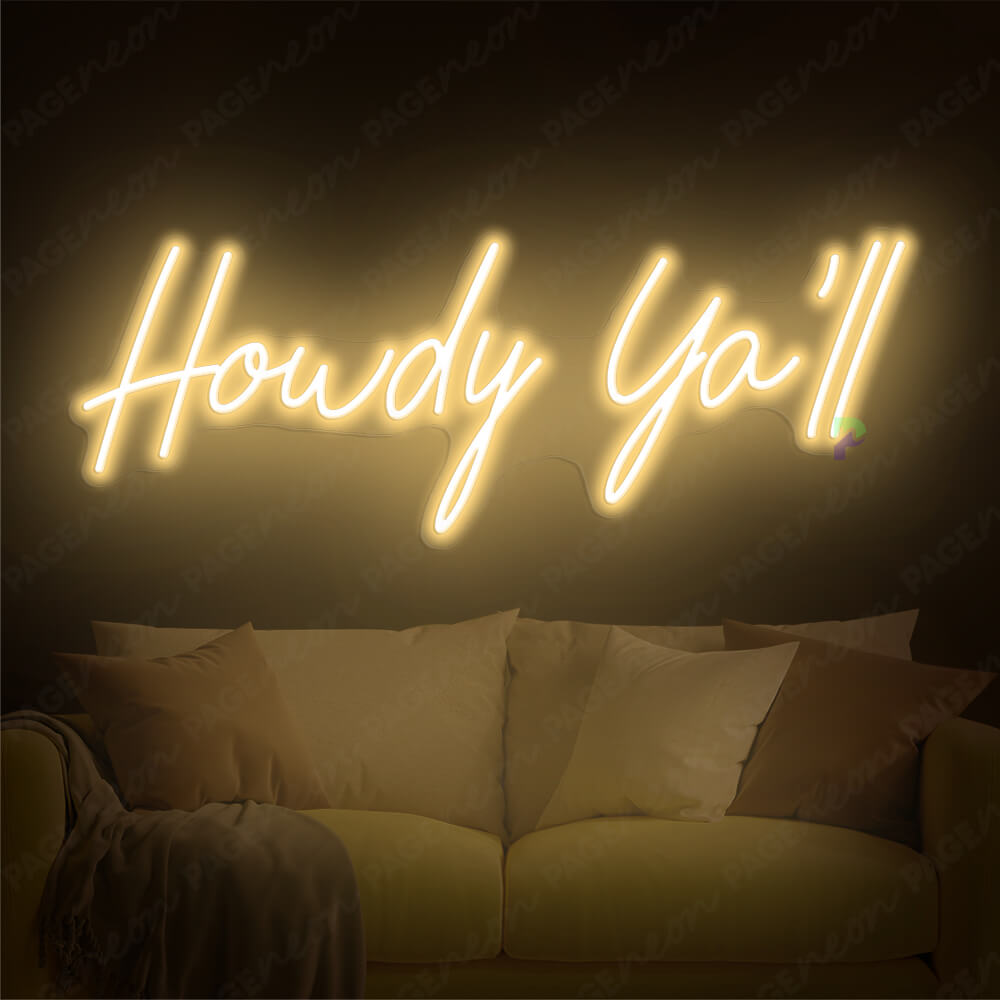 Howdy Neon Sign Howdy Yall Light Up Sign Gold Yellow
