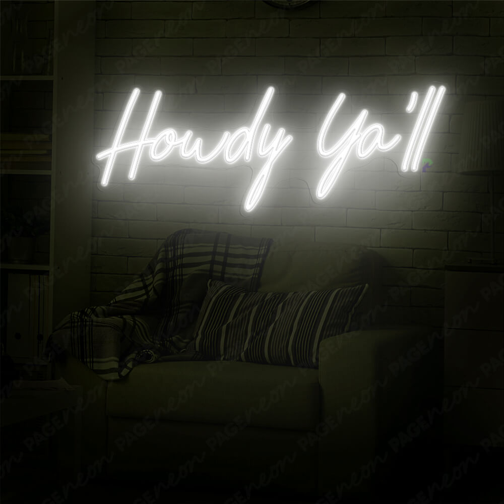 Howdy Neon Sign Howdy Yall Light Up Sign White