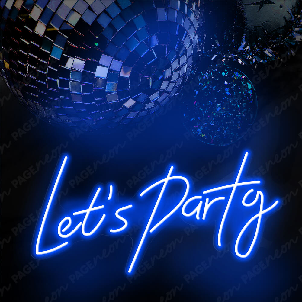 Lets Party Neon Sign Led Light Blue