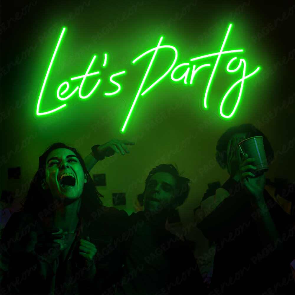Lets Party Neon Sign Led Light Green
