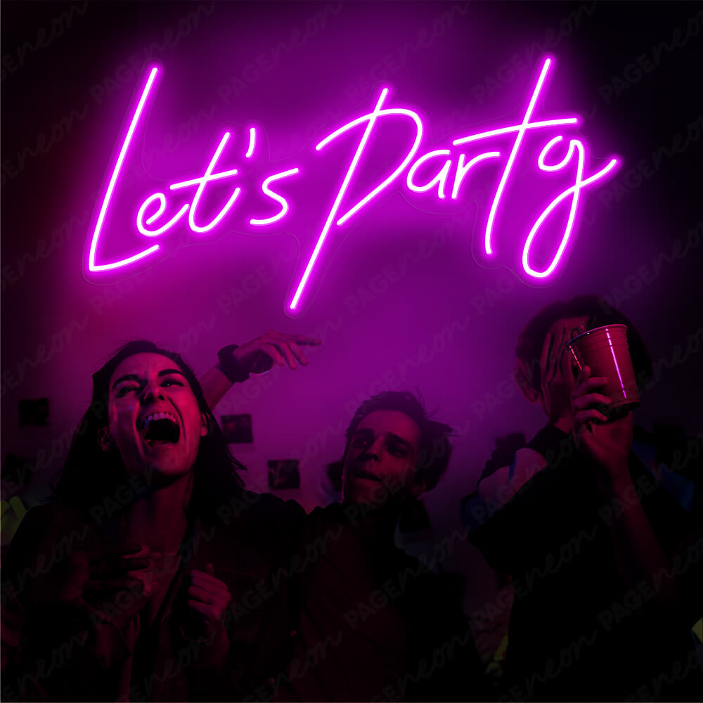 Lets Party Neon Sign Led Light Purple