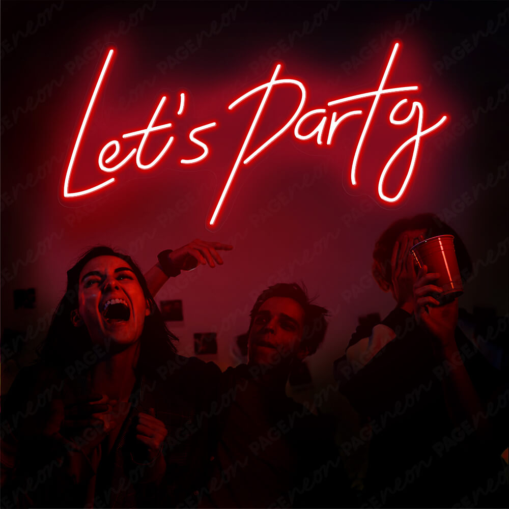 Lets Party Neon Sign Led Light Red