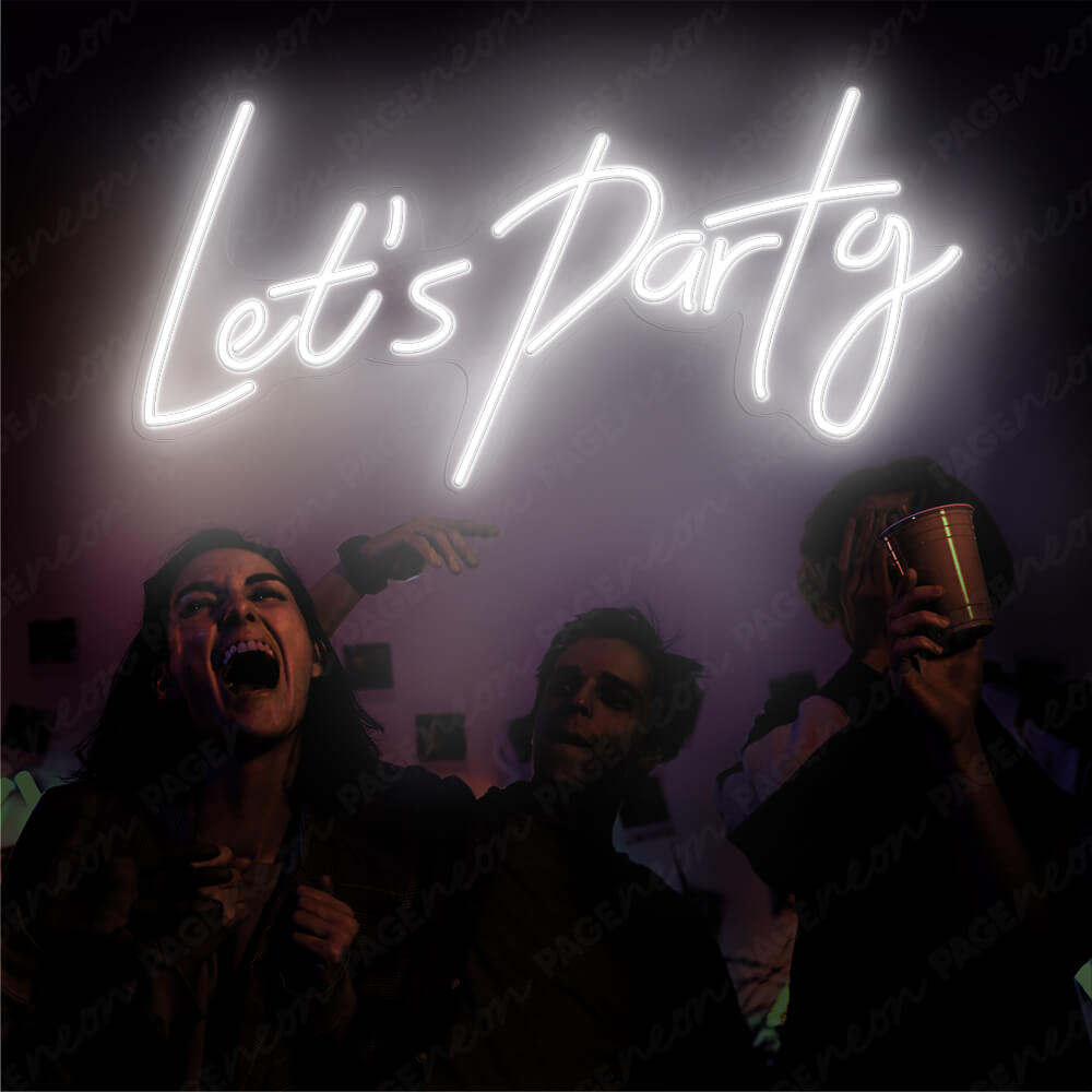 Lets Party Neon Sign Led Light White