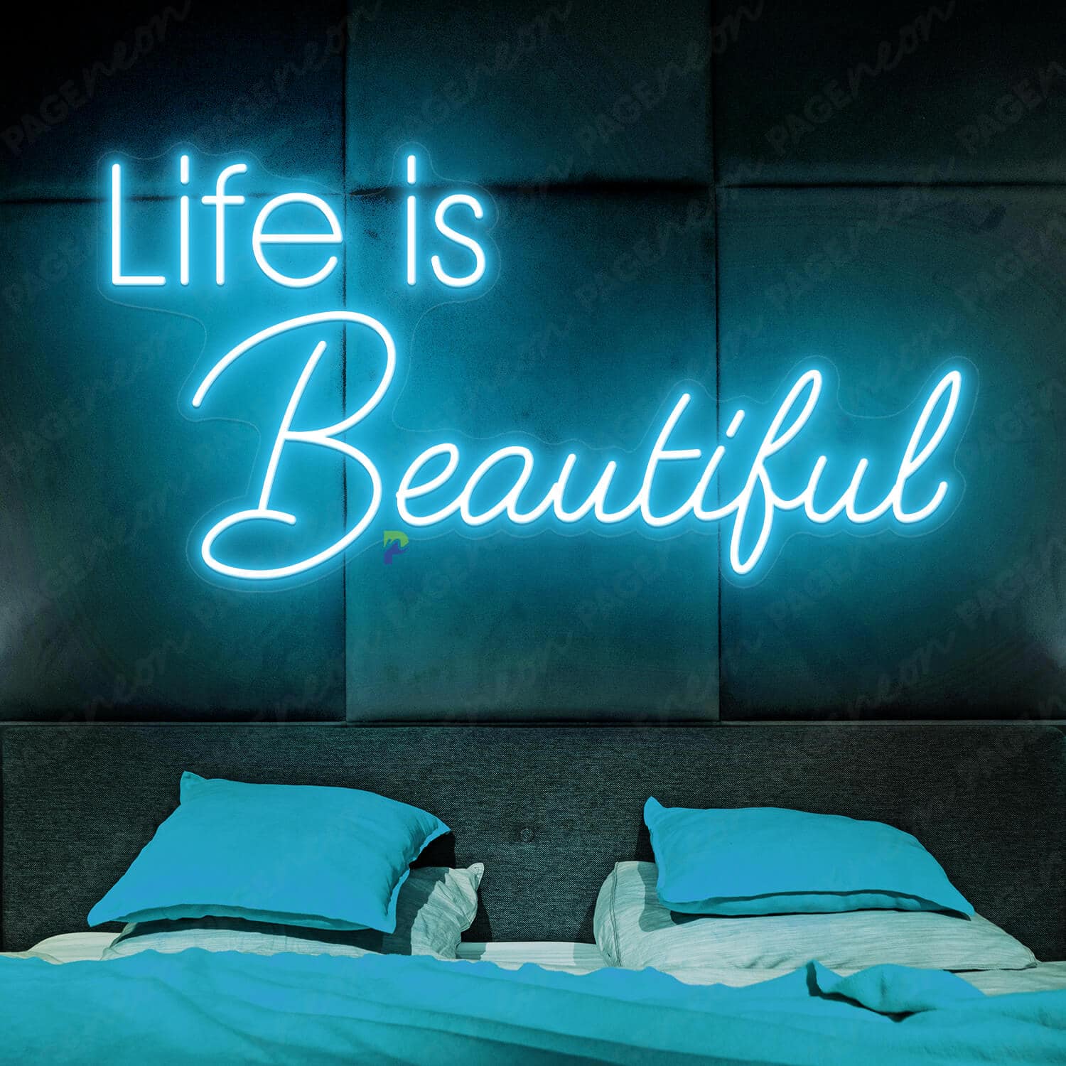 Life Is Beautiful Neon Sign Light Blue Led Light