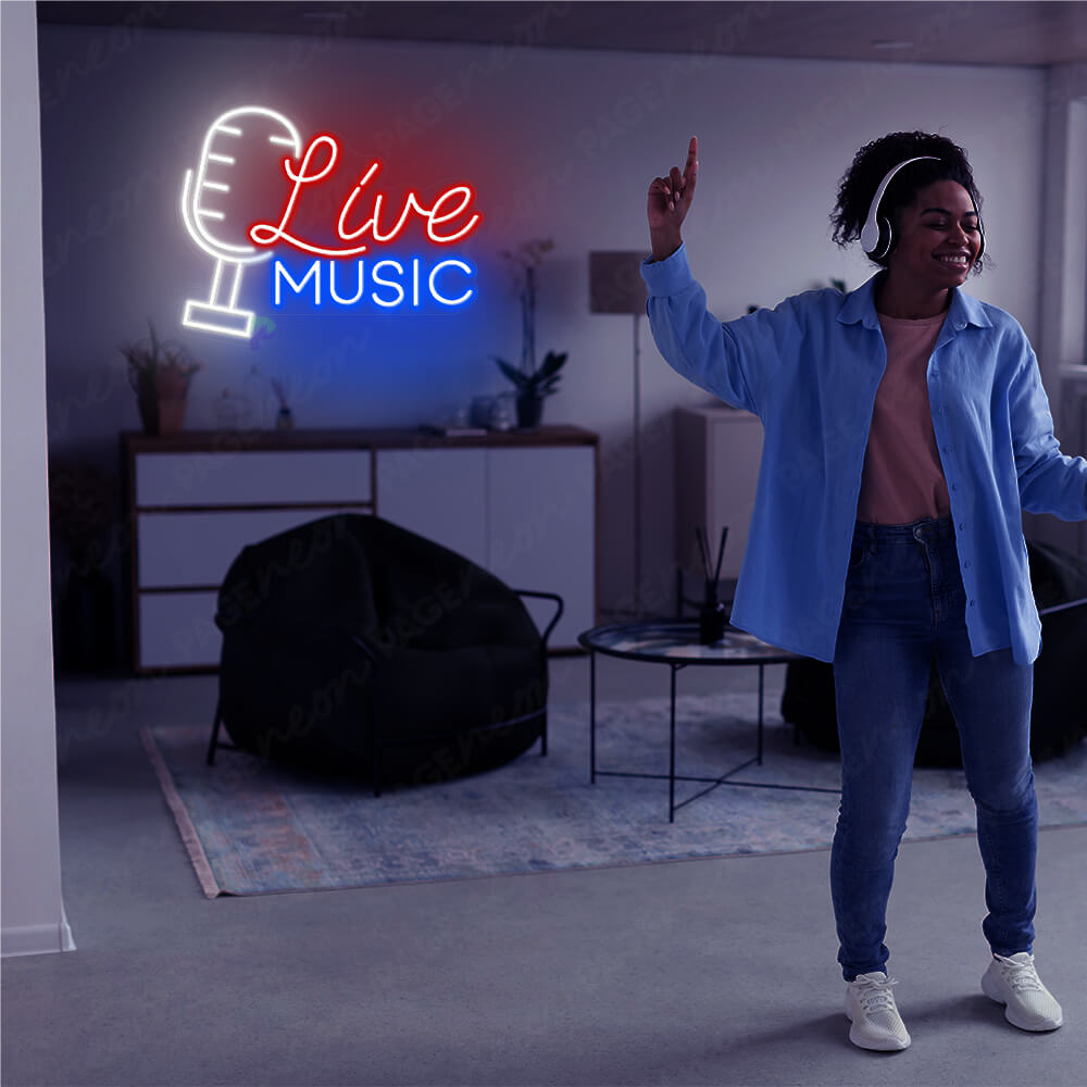 Live Music Neon Sign Led Light Red