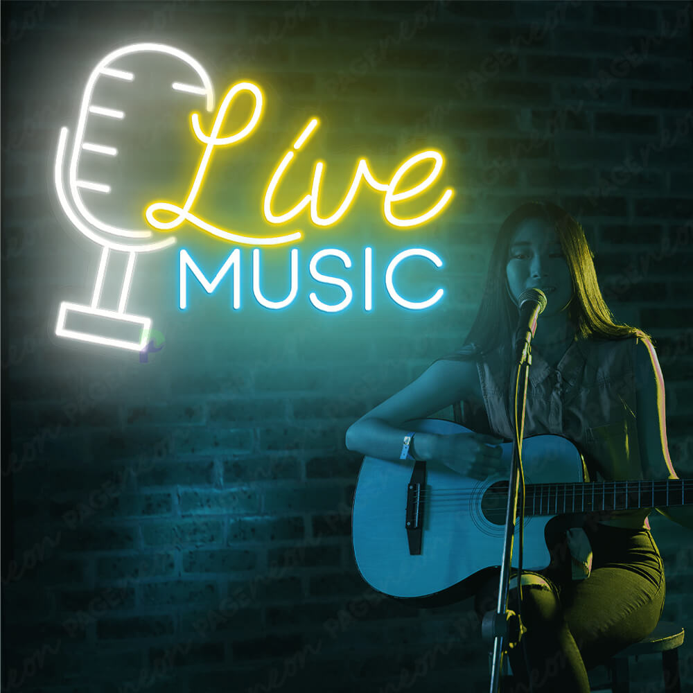 Live Music Neon Sign Led Light Yellow