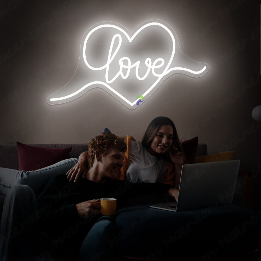 Love Neon Sign LED Love Heart Light White