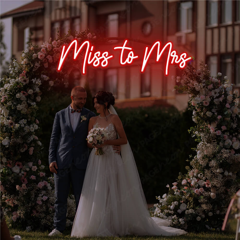 Miss To Mrs Neon Sign For Wedding Red