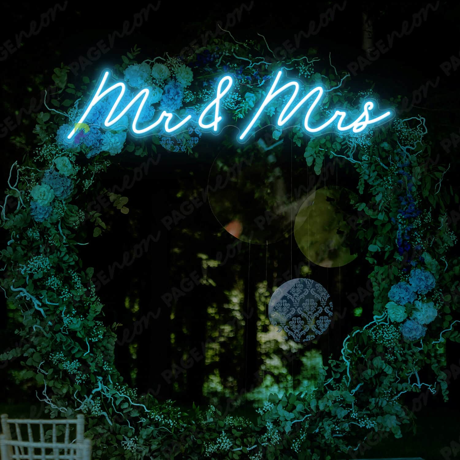 Mr And Mrs Neon Sign Wedding Led Sign Light Blue