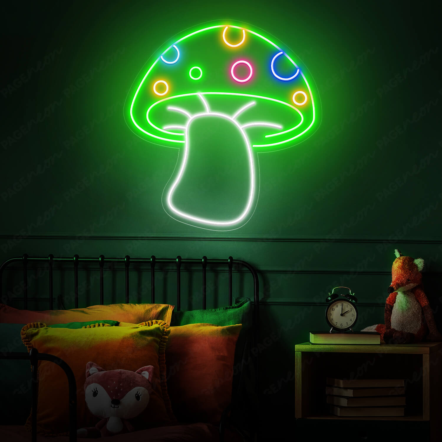 Mushroom Neon Sign Green Light Up Sign