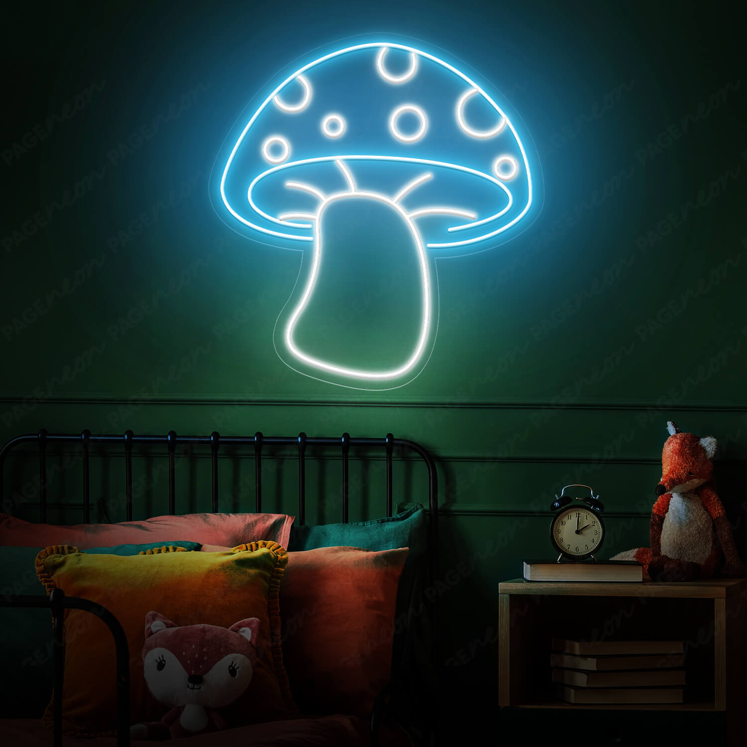 Mushroom Neon Sign LightBlue Light Up Sign
