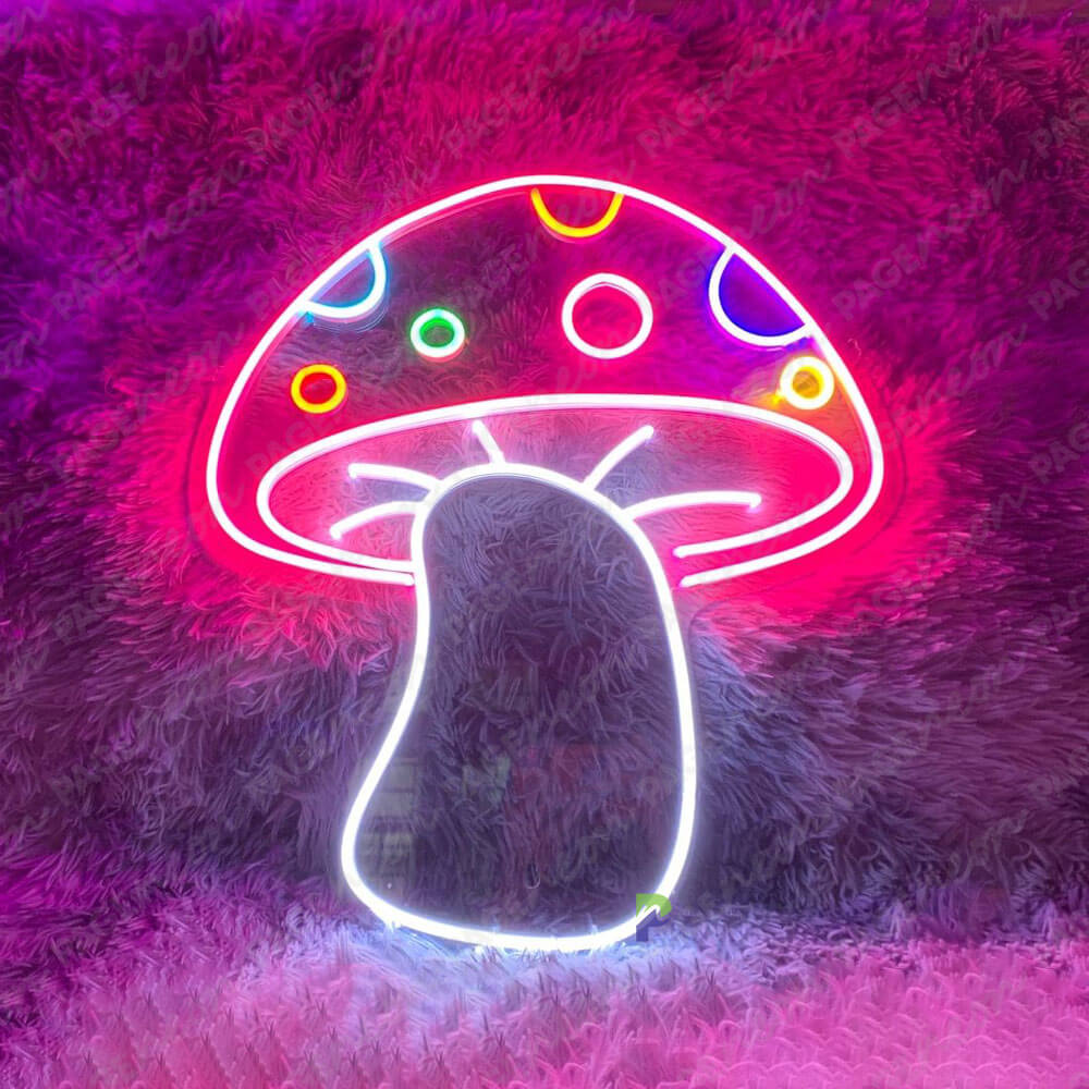 Mushroom Neon Sign Pink Light Up Sign Feature