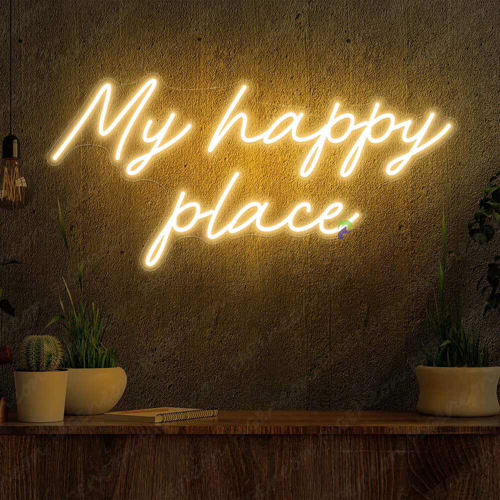 My Happy Place Neon Sign Aesthetic Sign Gold Yellow