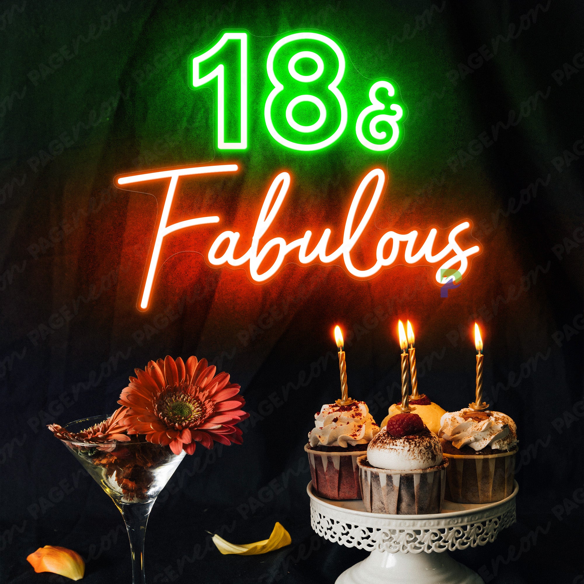 Neon 18 Sign Eighteen Birthday Party Led Sign Green