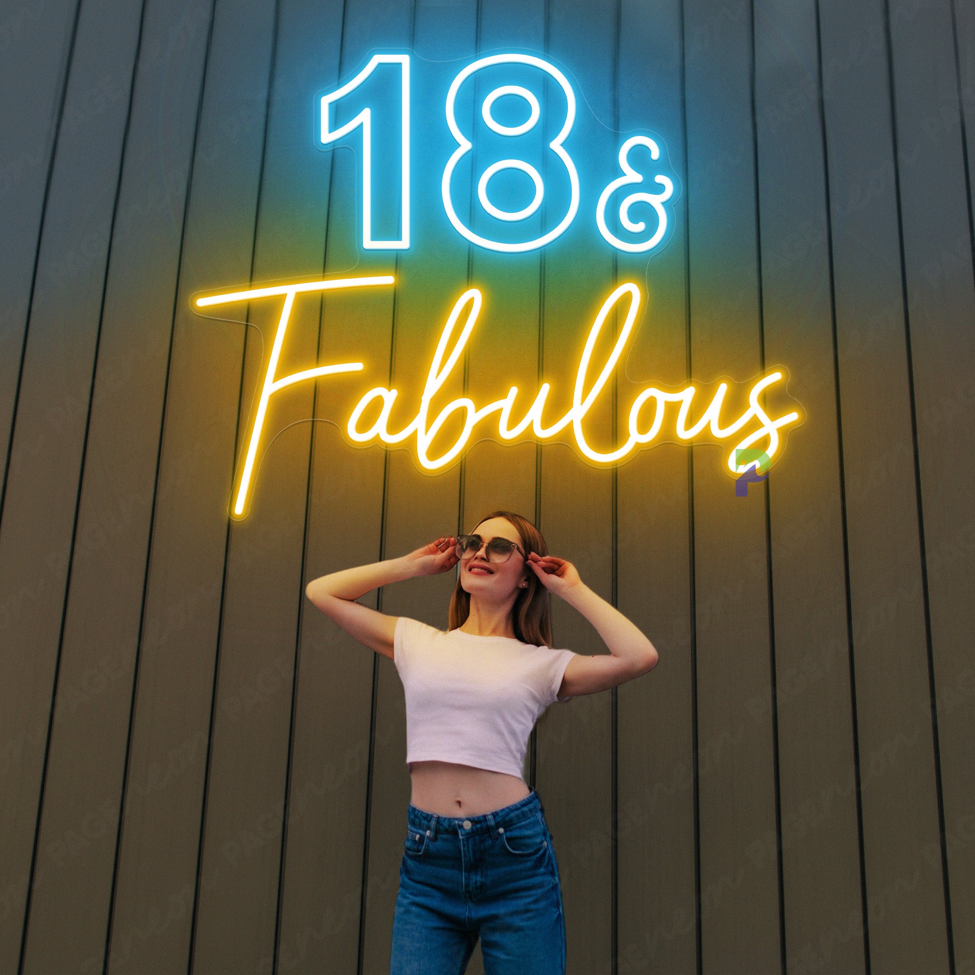 Neon 18 Sign Eighteen Birthday Party Led Sign Orange Yellow