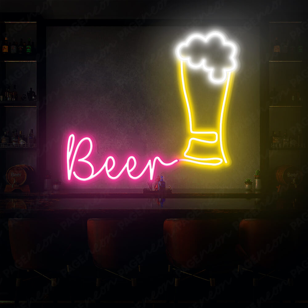 Neon Beer Mug Sign Alcohol Led Sign Pink