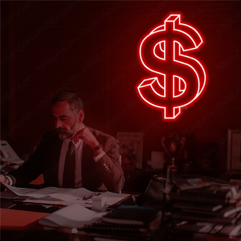 Neon Dollar Sign Red Aesthetic Light
