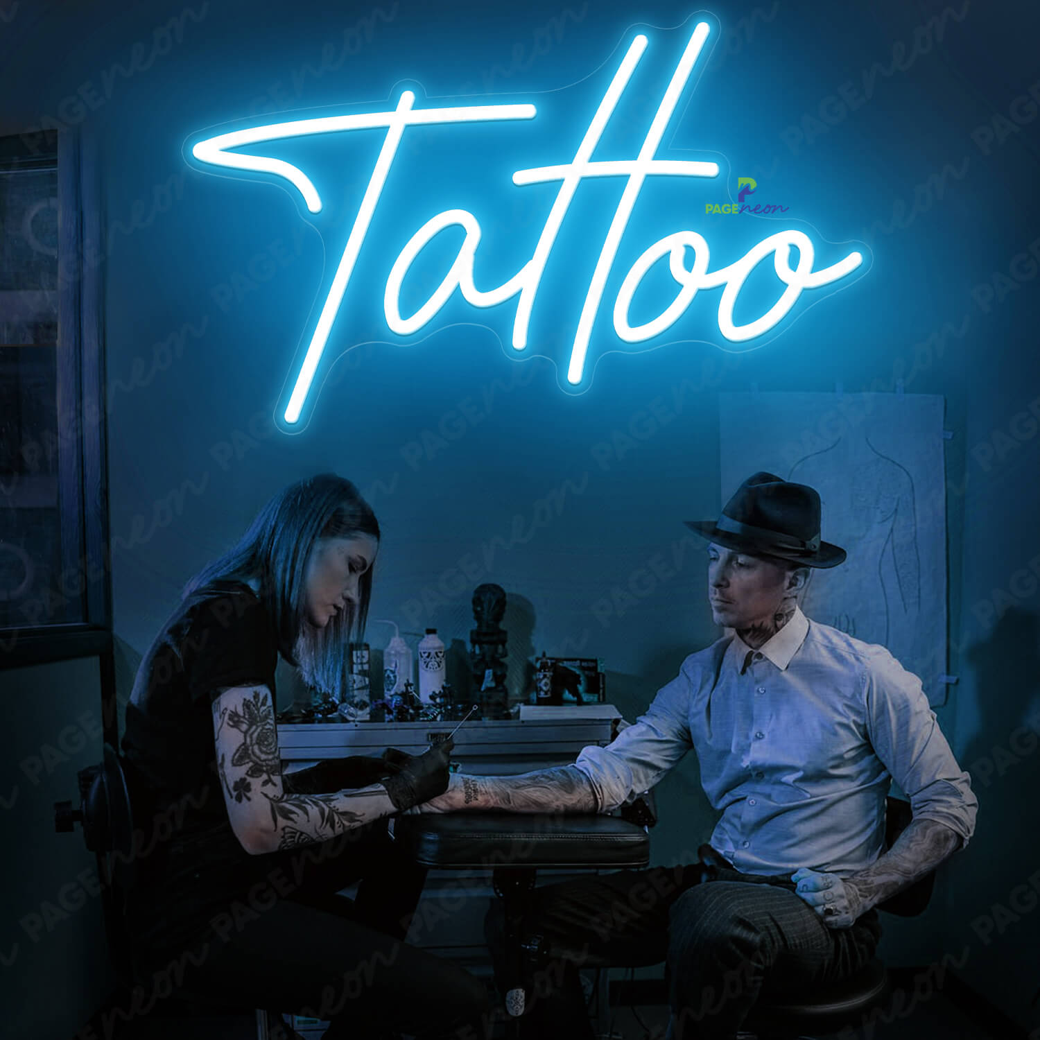 Neon Sign Tattoo Piercing Led Light Light Blue