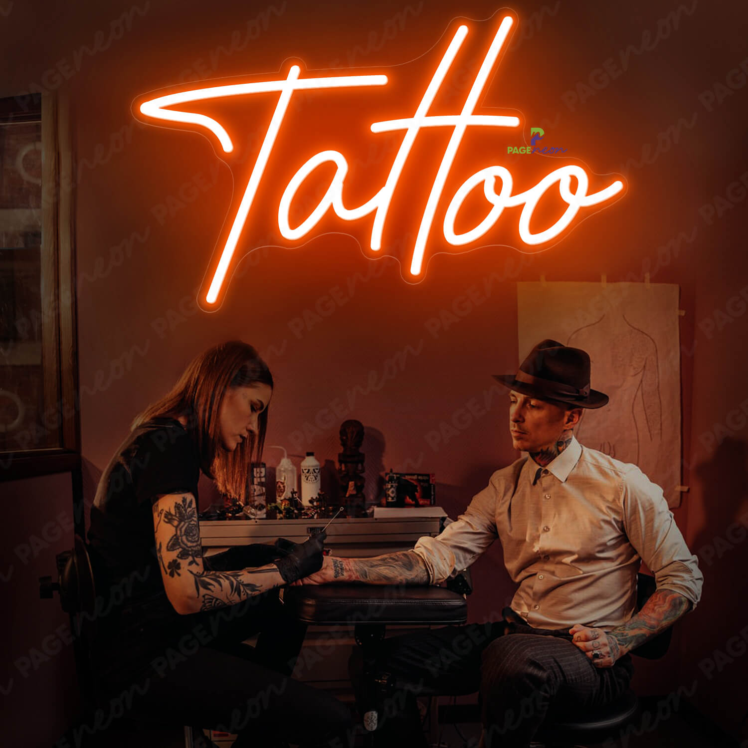 Neon Sign Tattoo Piercing Led Light Orange