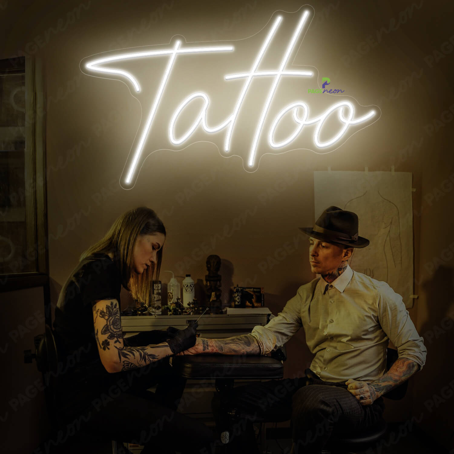 Neon Sign Tattoo Piercing Led Light White