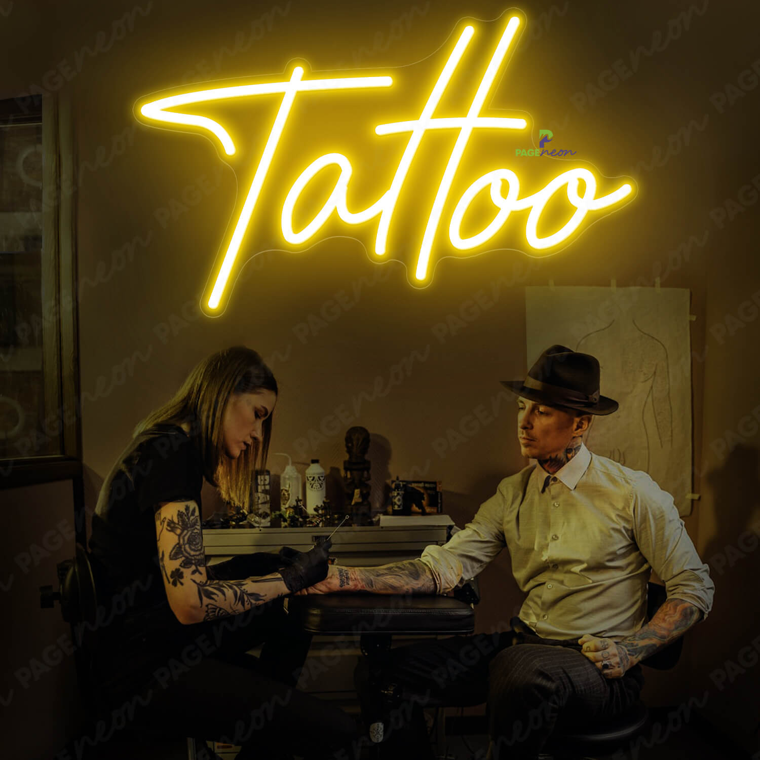Neon Sign Tattoo Piercing Led Light yellow