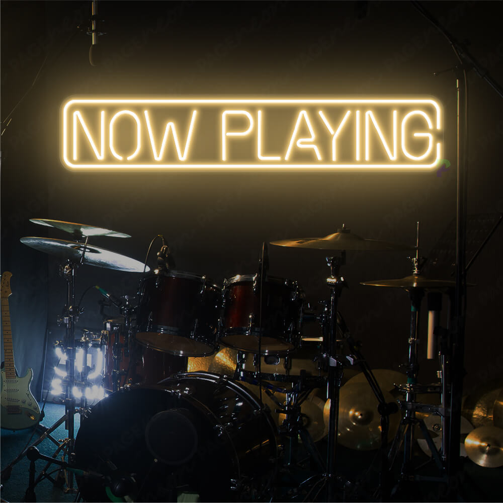 Now Playing Neon Sign Record Display Neon Light Gold Yellow