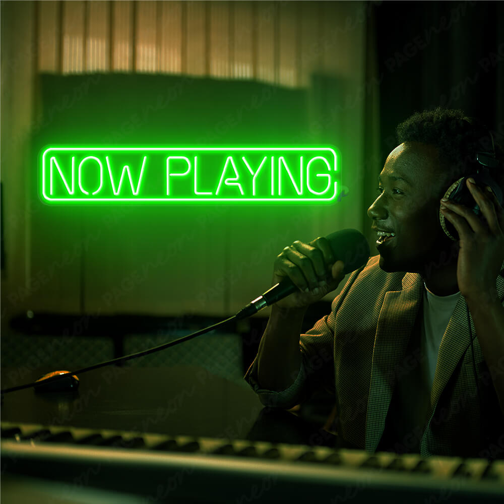 Now Playing Neon Sign Record Display Neon Light Green