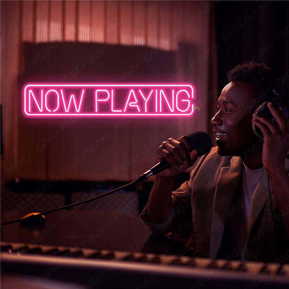 Now Playing Neon Sign Record Display Neon Light Pink