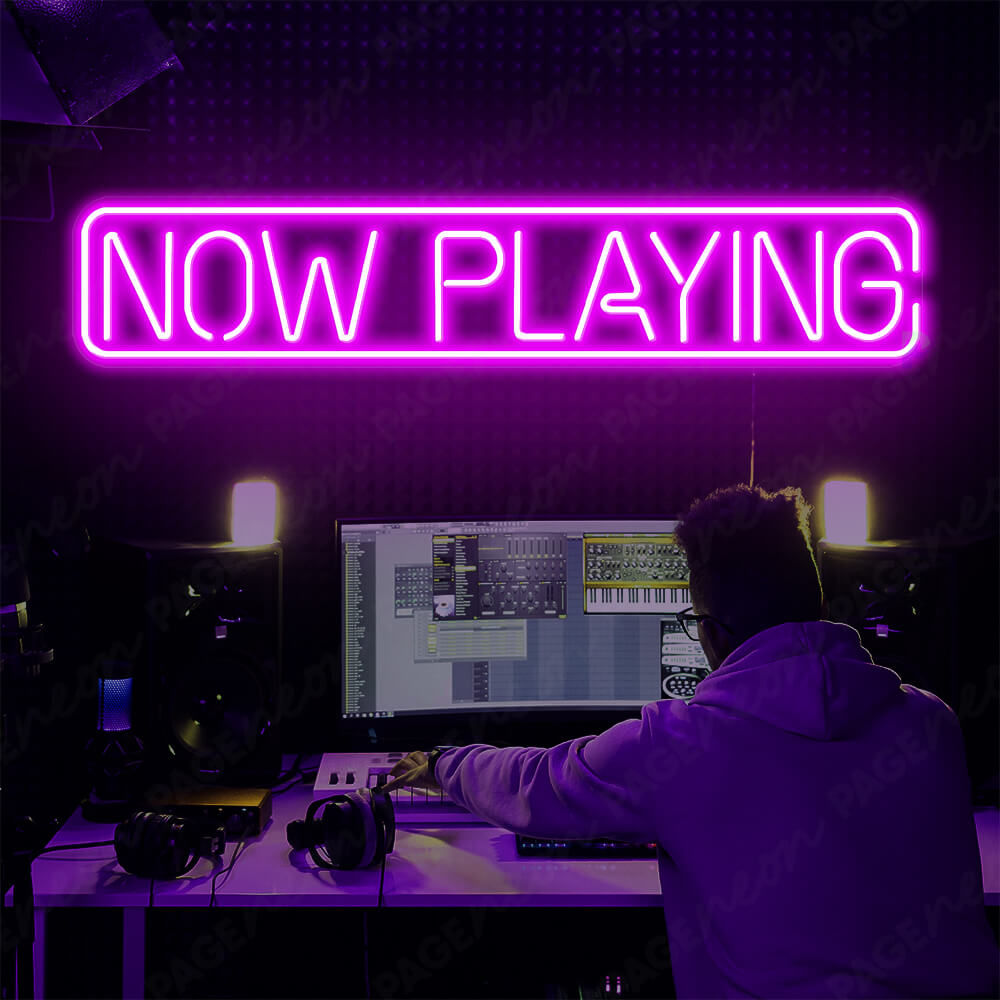 Now Playing Neon Sign Record Display Neon Light Purple