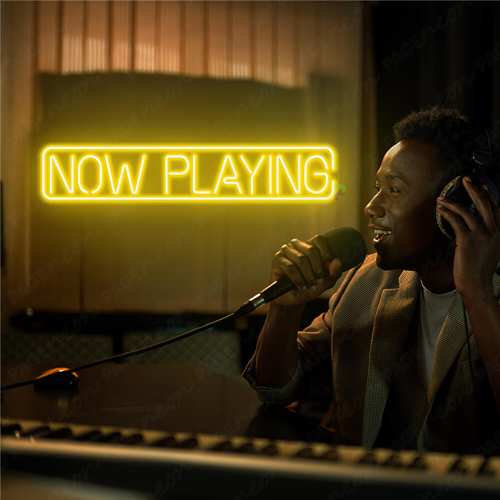 Now Playing Neon Sign Record Display Neon Light Yellow