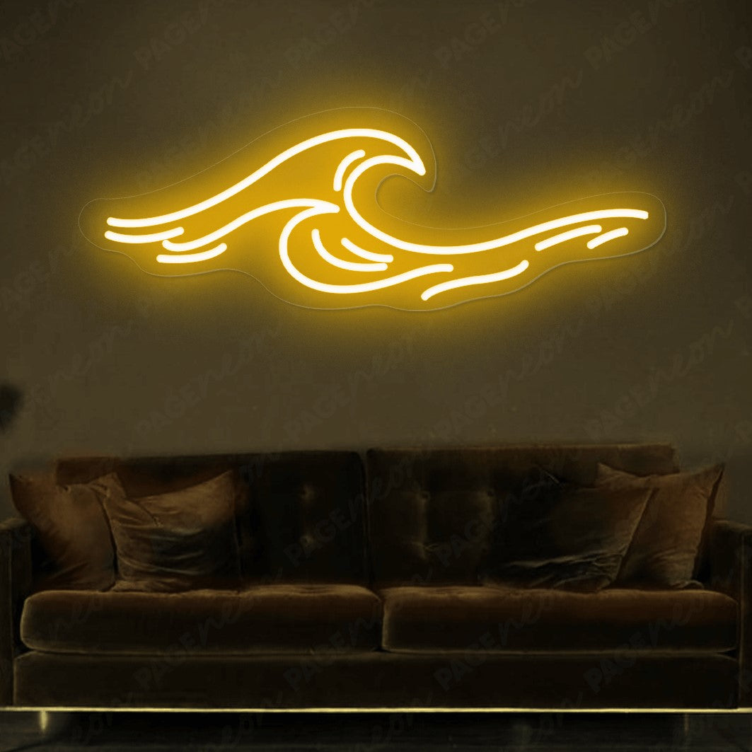 Ocean Neon Sign Waves Led Light Orange Yellow