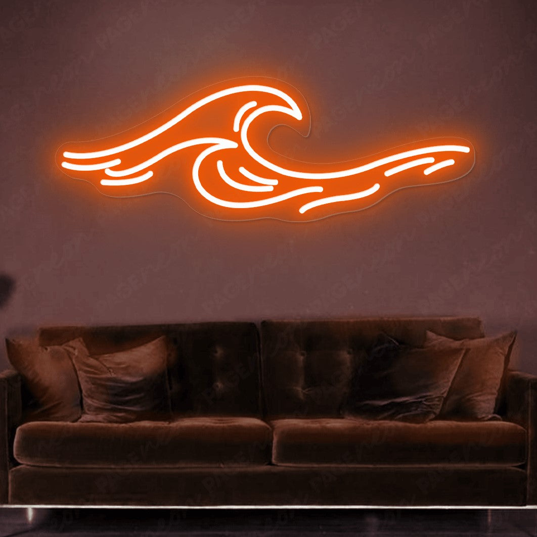 Ocean Neon Sign Waves Led Light Orange