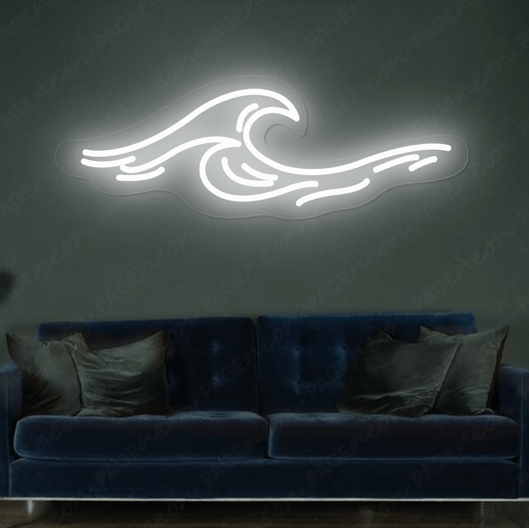 Ocean Neon Sign Waves Led Light White