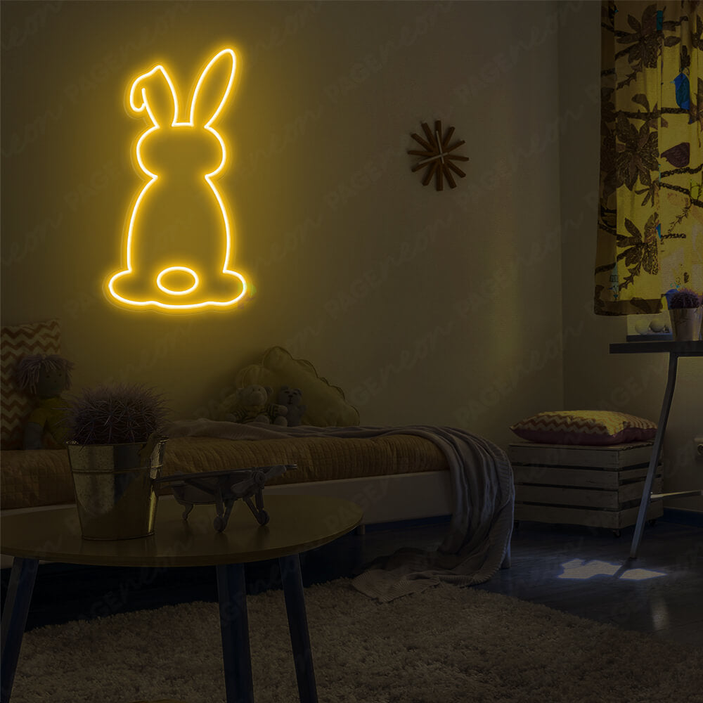 Rabbit Neon Sign Orange Yellow Aesthetic Neon Light
