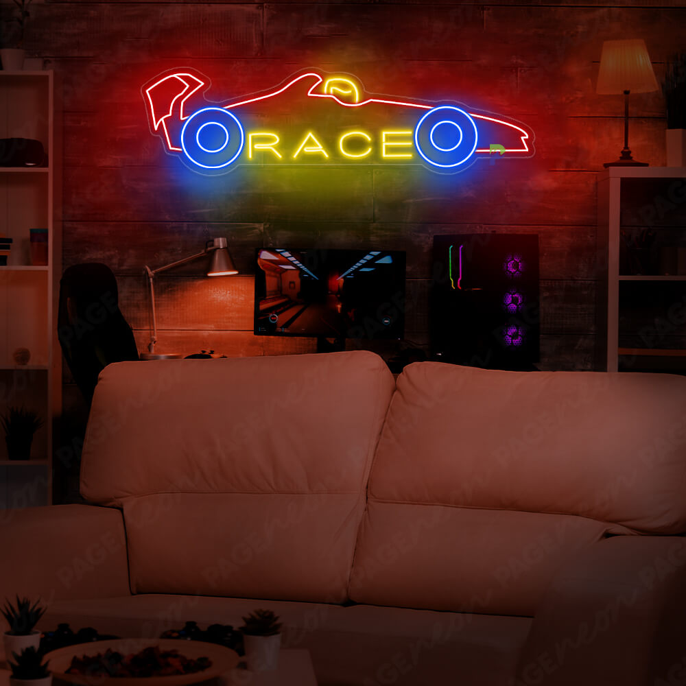 Race Car Neon Sign Light Up Car Signs Blue