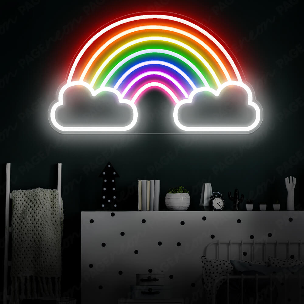 Rainbow Neon Sign White Could Led Light 1