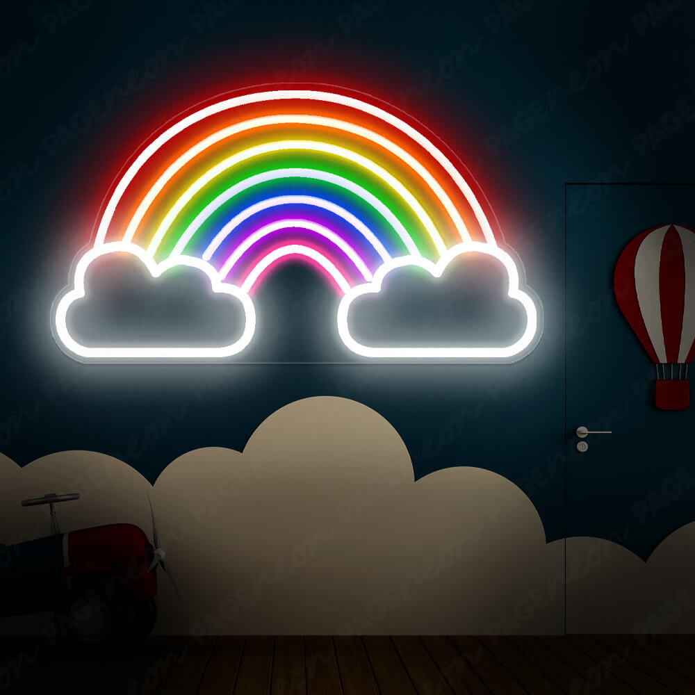 Rainbow Neon Sign White Could Led Light 2