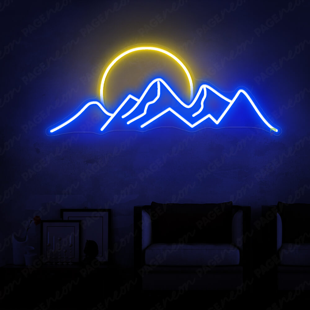 Sun Mountain Neon Sign Blue