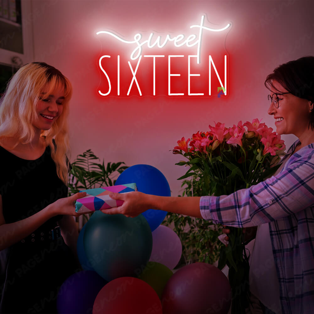 Sweet 16 Neon Sign Birthday Party Led Light Red