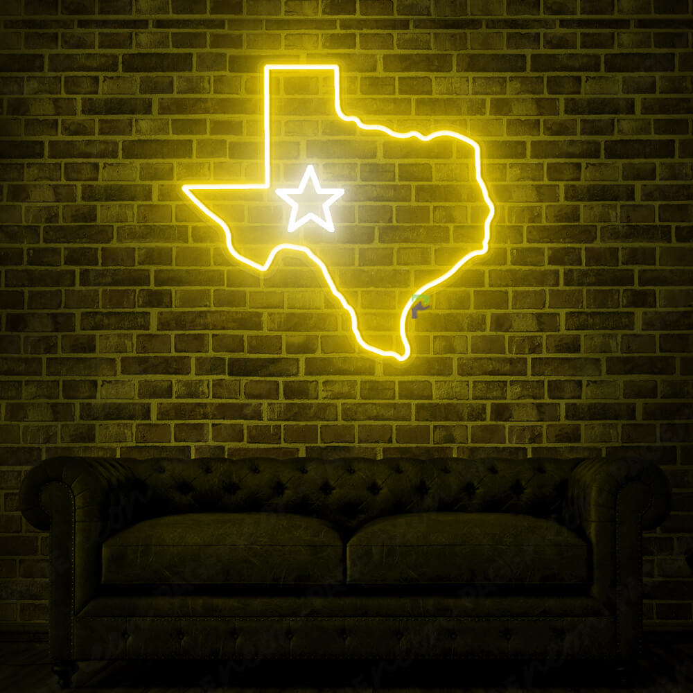 Texas Neon Sign Led Light Yellow